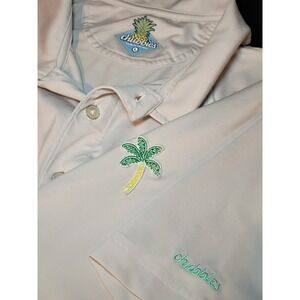 Chubbies Performance Polo Mens L Gray Lightweight Golf Shirt Palm Tree